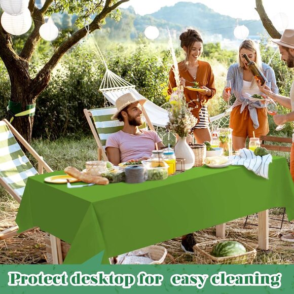 Bright 12 Pcs Green Series Plastic Table Covers - Ideal for Celebrations - Picture 6 of 7